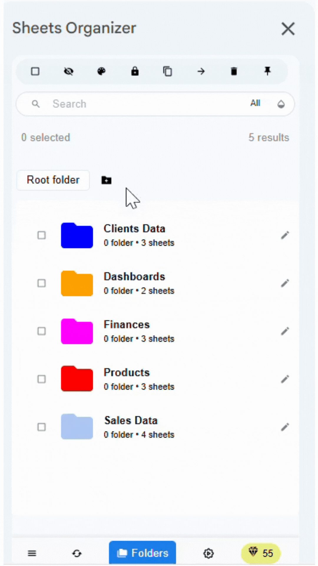Demonstration of color-coding a folder