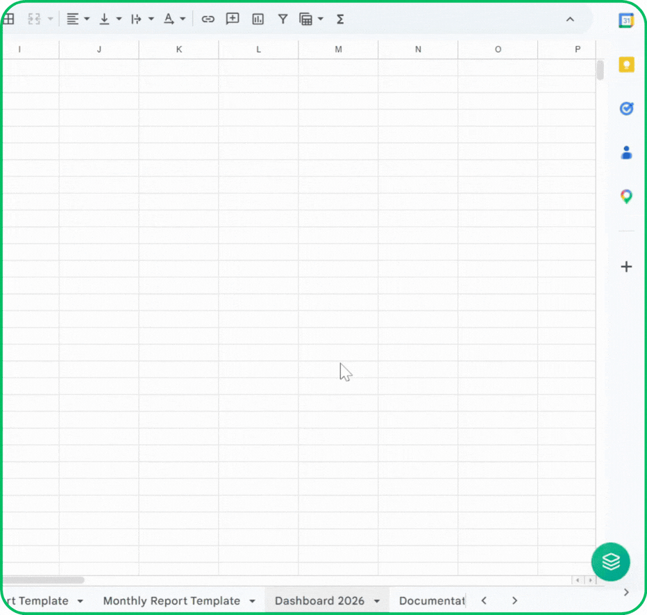 Sheets Organizer demo showing tab organization for a finance workbook