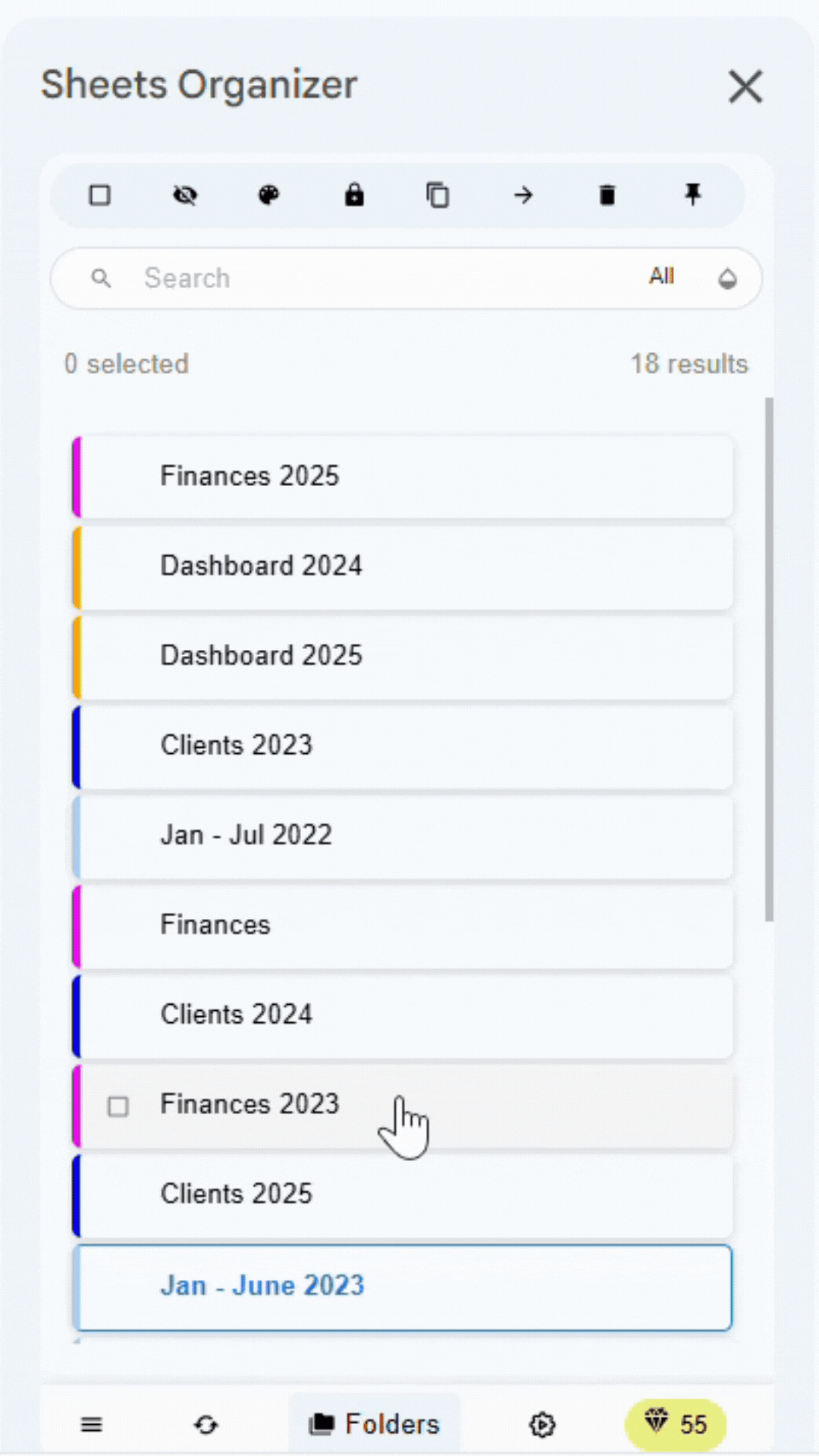 Demonstration of pinning folder and all contained sheets