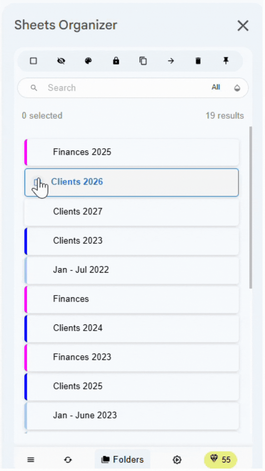 Create sheet folders and groups demo