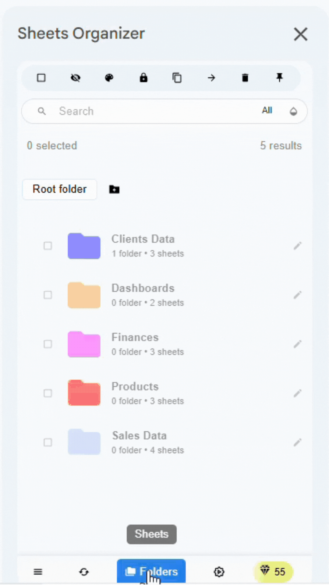 Demonstration of navigating folder structure