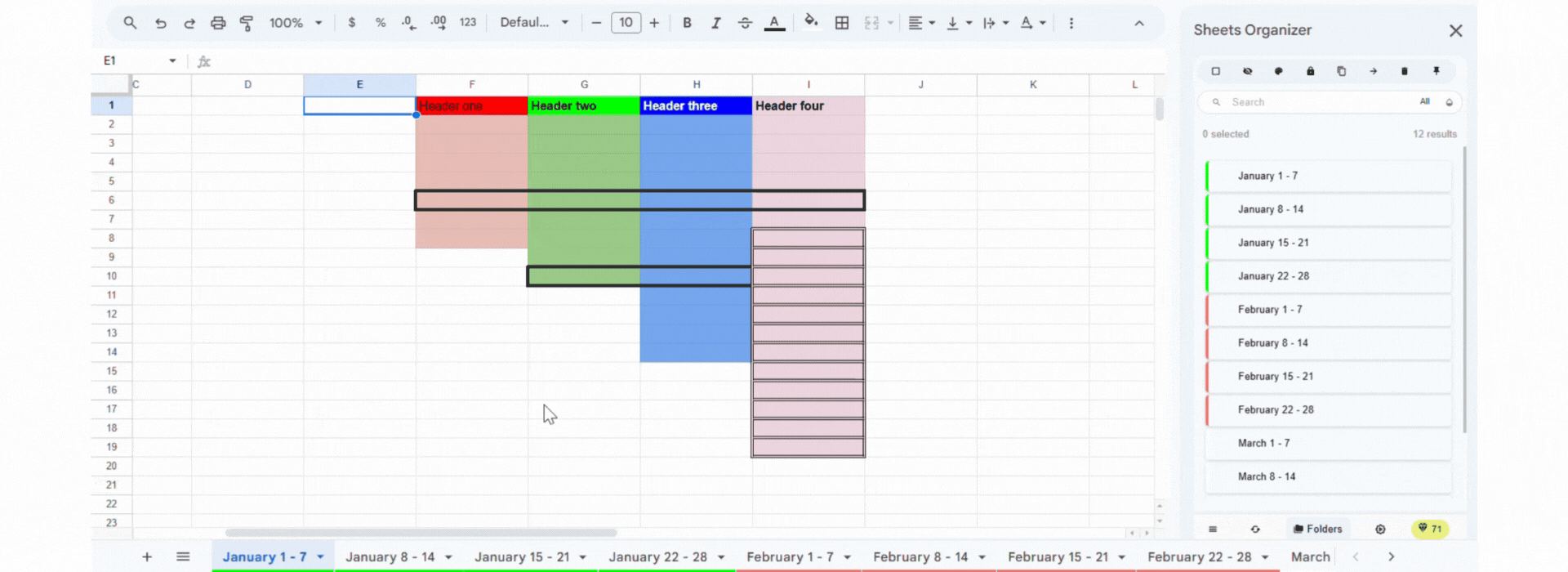 Sync formatting across related sheets demo